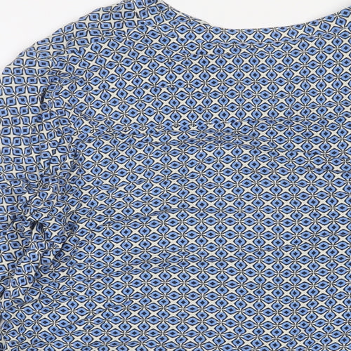 Part Two Womens Blue Geometric Viscose Basic Blouse Size 8 V-Neck