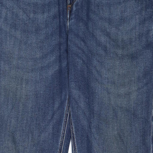 Marks and Spencer Mens Blue Cotton Straight Jeans Size 32 in L31 in Slim Zip