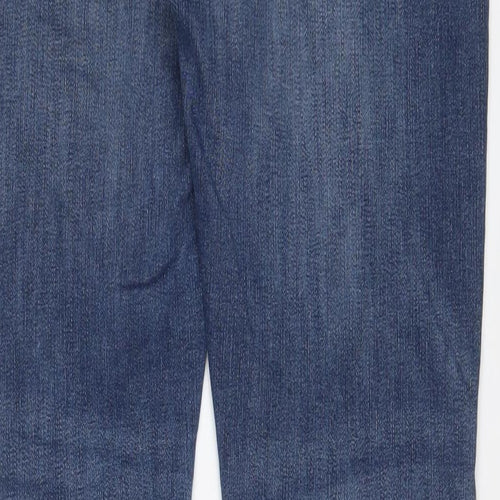 Marks and Spencer Mens Blue Cotton Straight Jeans Size 32 in L31 in Slim Zip