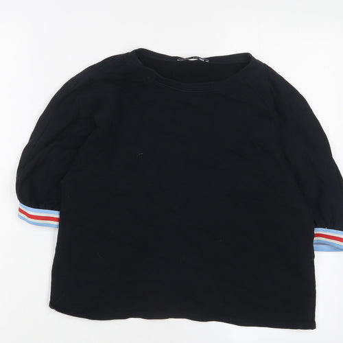 Zara Womens Black Cotton Basic T-Shirt Size S Crew Neck