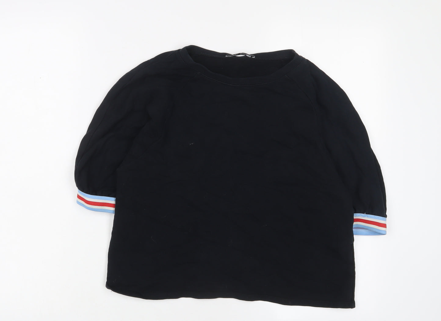 Zara Womens Black Cotton Basic T-Shirt Size S Crew Neck