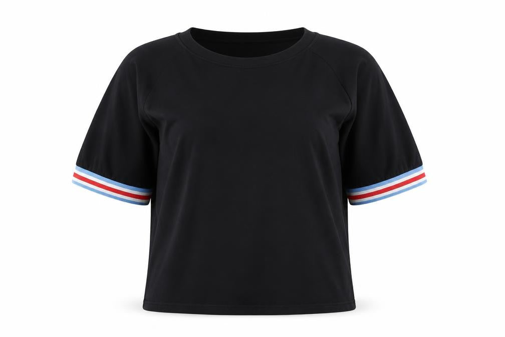 Front view of Zara women’s black cotton basic t-shirt, size S, crew neck