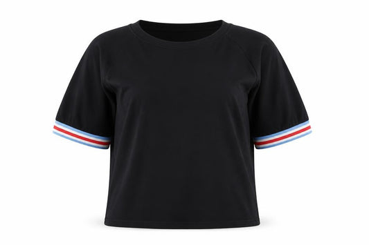 Front view of Zara women’s black cotton basic t-shirt, size S, crew neck