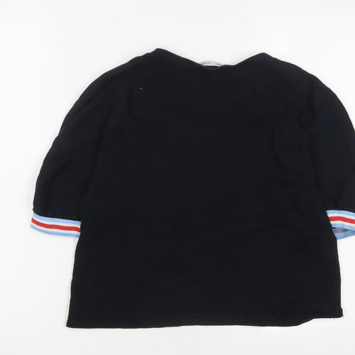 Zara Womens Black Cotton Basic T-Shirt Size S Crew Neck
