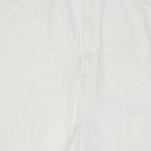 Marks and Spencer Womens White Cotton Wide-Leg Jeans Size 18 L23 in Regular Zip