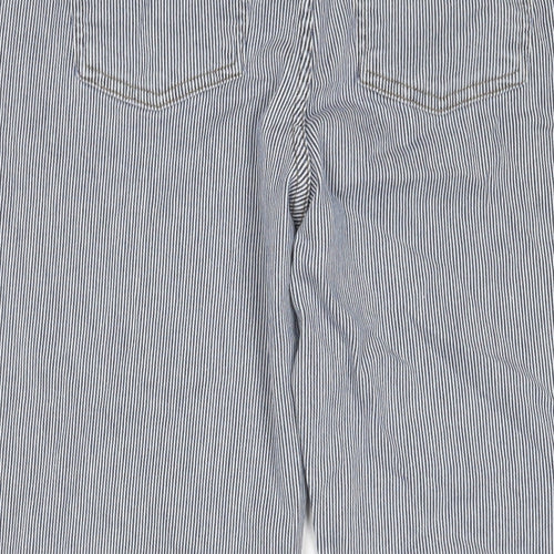 Per Una Womens Blue Striped Cotton Straight Jeans Size 18 L25 in Regular Zip