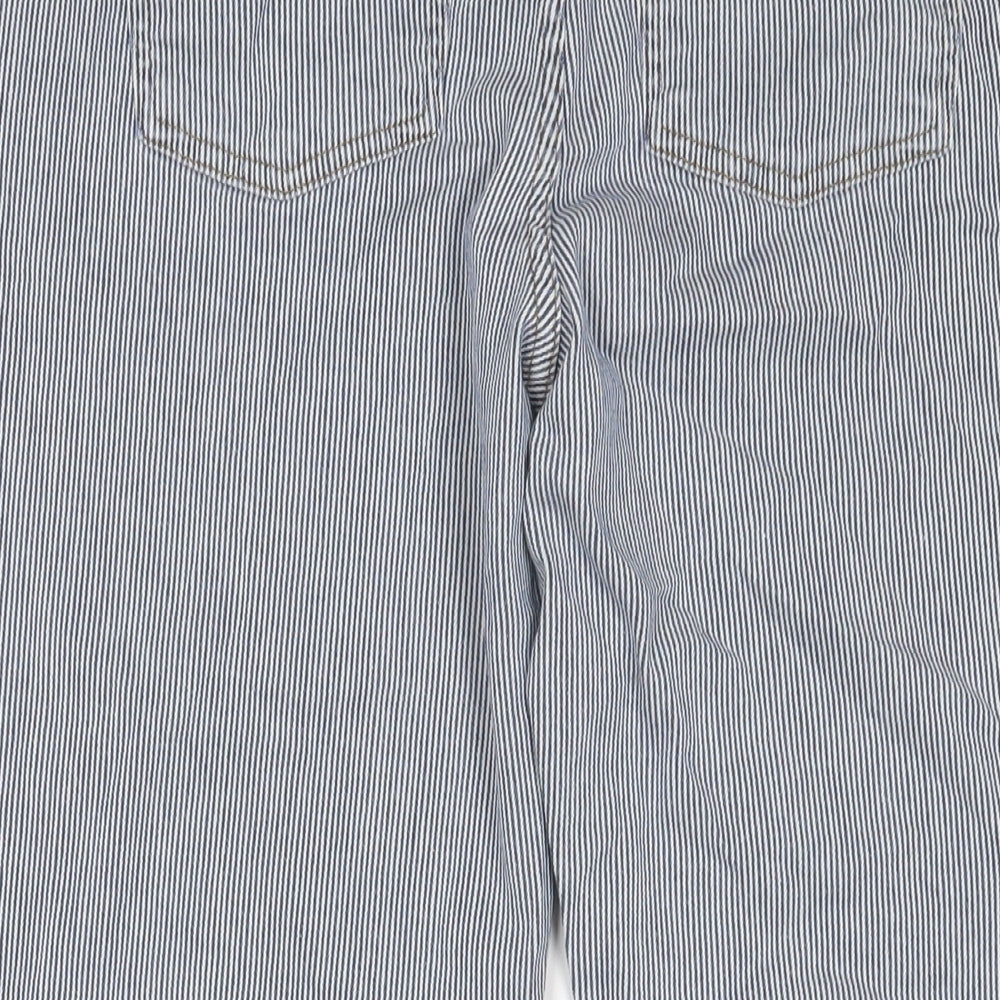 Per Una Womens Blue Striped Cotton Straight Jeans Size 18 L25 in Regular Zip