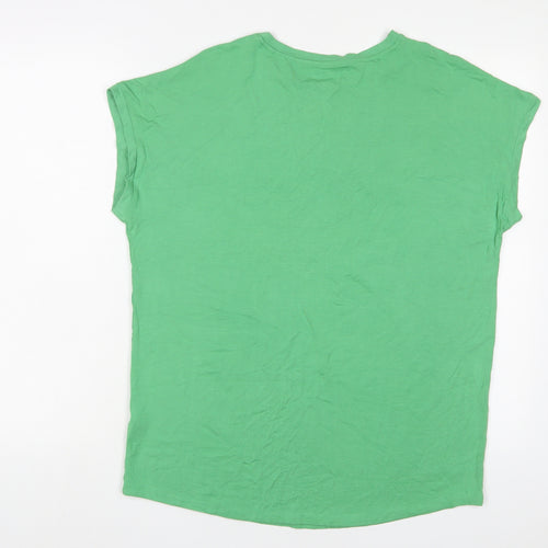 Los Angeles Womens Green Viscose Basic T-Shirt Size 14 Crew Neck