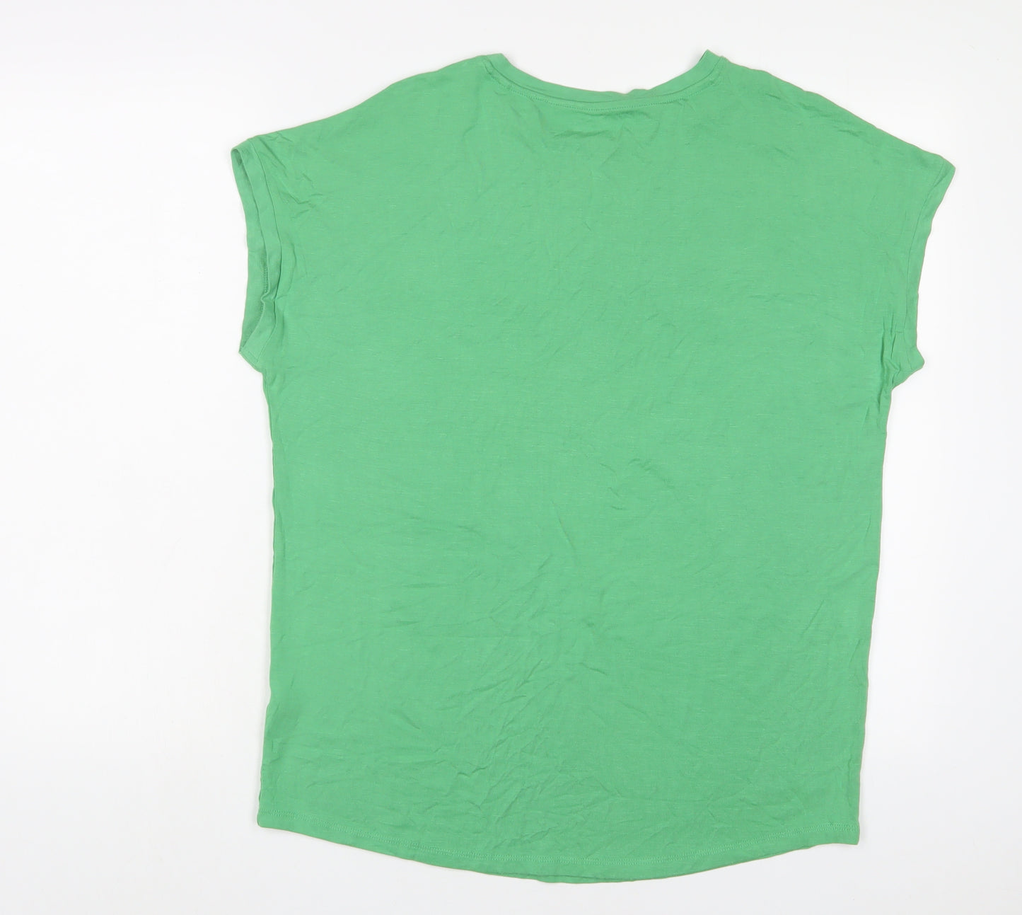 Los Angeles Womens Green Viscose Basic T-Shirt Size 14 Crew Neck