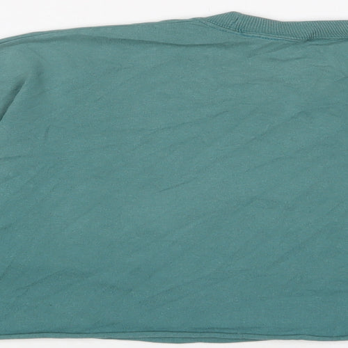 Earth Womens Blue Cotton Cropped T-Shirt Size L Crew Neck