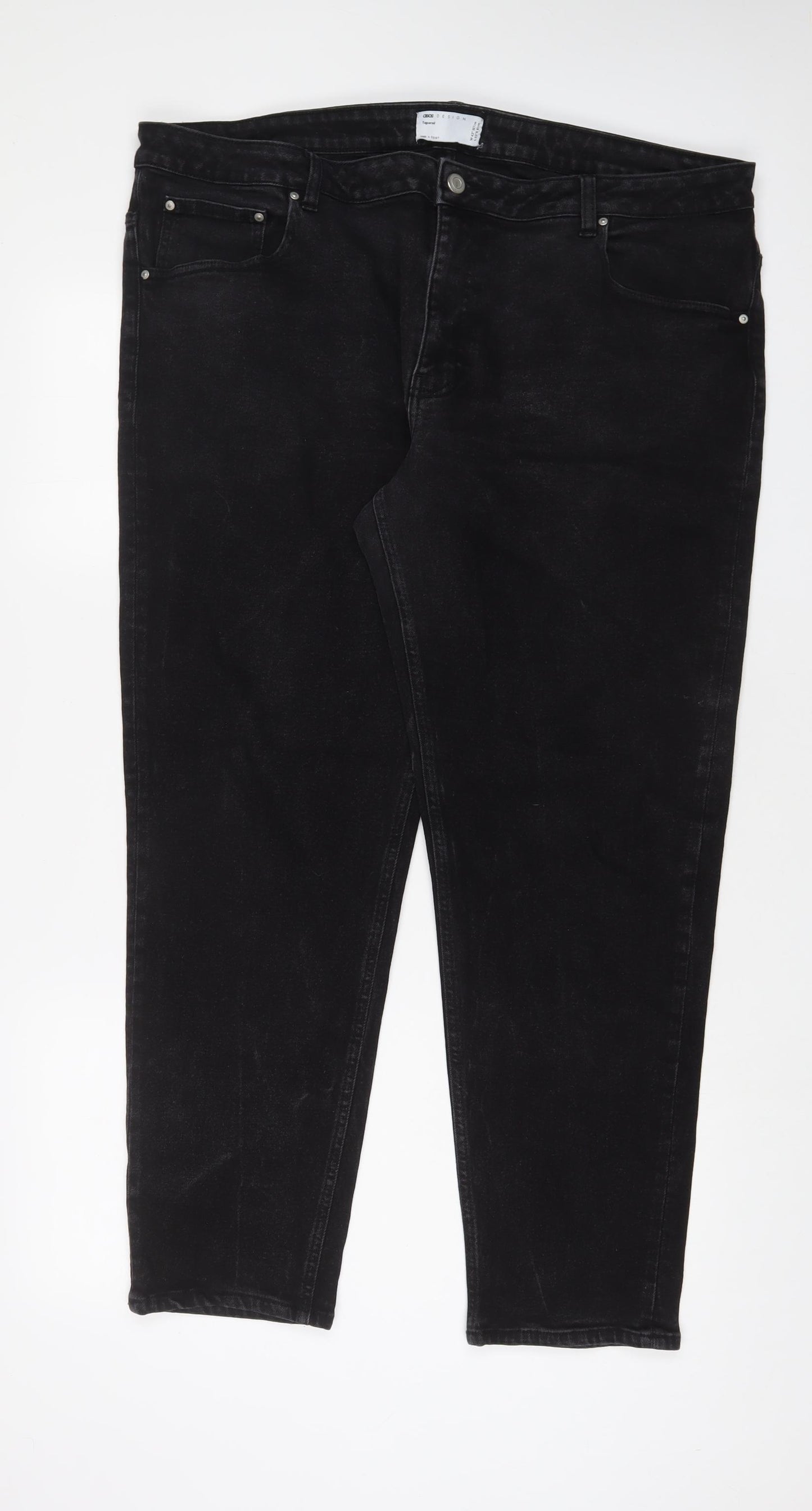 ASOS Mens Black Cotton Tapered Jeans Size 42 in L32 in Regular Zip