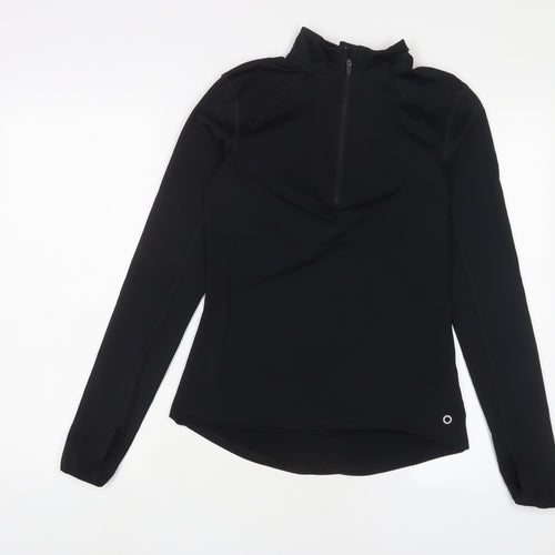 GOODMOVE Womens Black Polyester Basic Casual Size 6 High Neck Zip