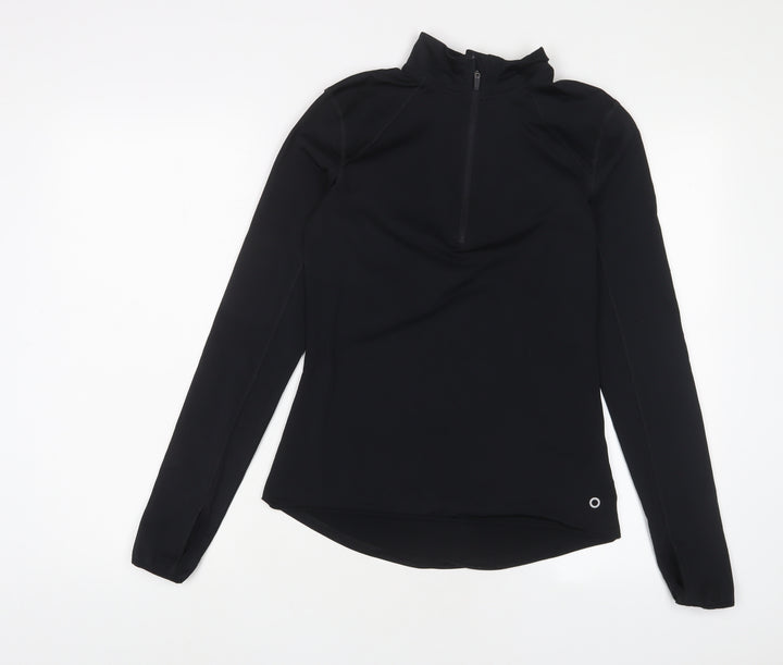 GOODMOVE Womens Black Polyester Basic Casual Size 6 High Neck Zip
