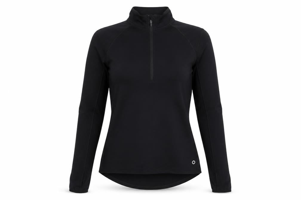 Front view of Goodmove women’s black polyester basic casual, size UK 6, high neck zip
