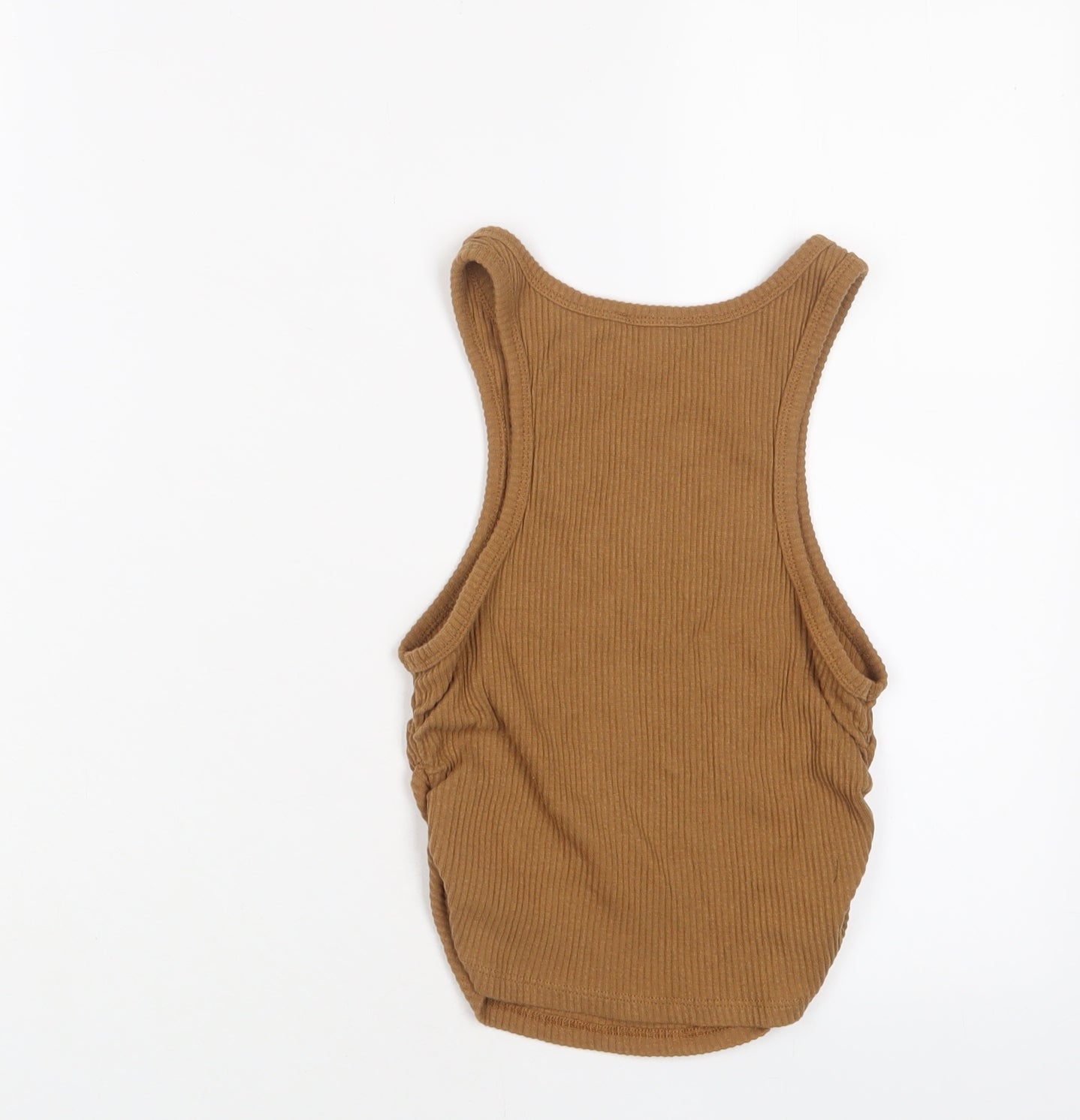 Fashion Nova Womens Brown Cotton Cropped Tank Size S Crew Neck