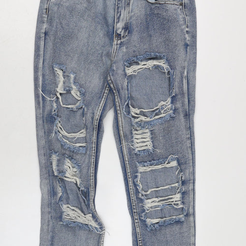 The Rockin Rev Womens Blue Cotton Straight Jeans Size 8 L27 in Regular Zip