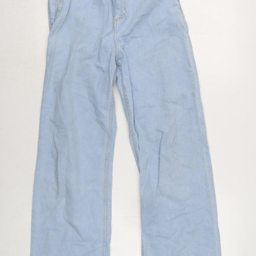 H&M Girls Blue Cotton Skinny Jeans Size 11-12 Years L27.5 in Regular Zip
