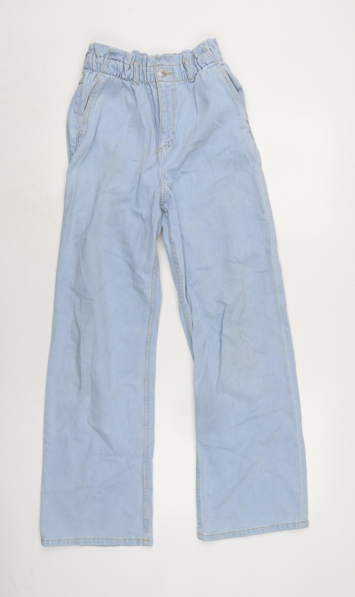 H&M Girls Blue Cotton Skinny Jeans Size 11-12 Years L27.5 in Regular Zip