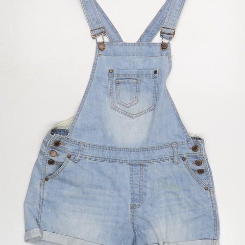 Denim & Co. Womens Blue Cotton Dungaree One-Piece Size 10 Snap - Adjustable Straps