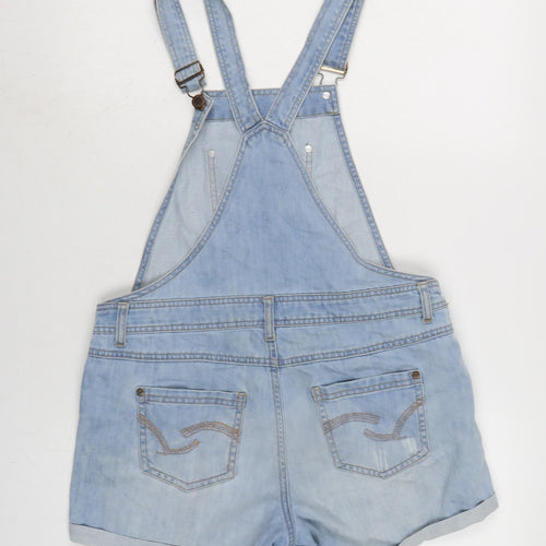 Denim & Co. Womens Blue Cotton Dungaree One-Piece Size 10 Snap - Adjustable Straps