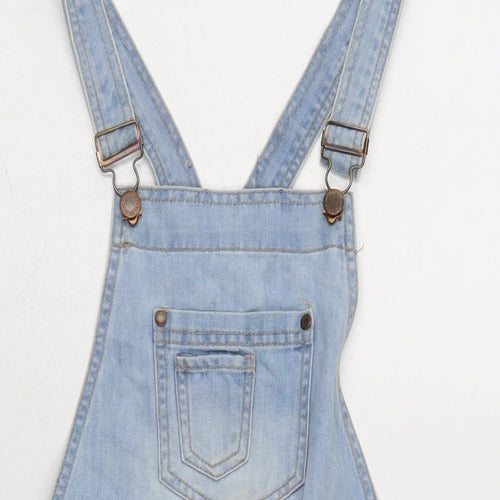 Denim & Co. Womens Blue Cotton Dungaree One-Piece Size 10 Snap - Adjustable Straps