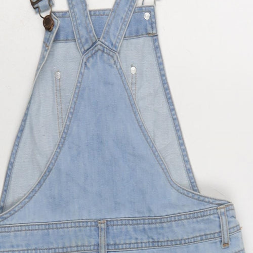 Denim & Co. Womens Blue Cotton Dungaree One-Piece Size 10 Snap - Adjustable Straps