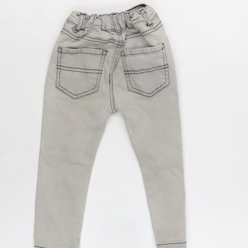 Denim & Co. Boys Grey Cotton Capri Jeans Size 18-24 Months Zip - Inside Leg 12in