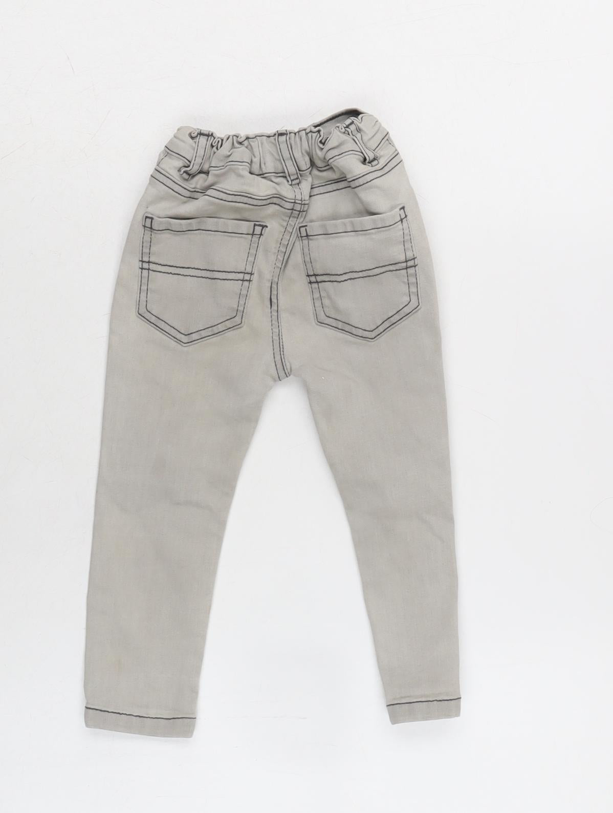 Denim & Co. Boys Grey Cotton Capri Jeans Size 18-24 Months Zip - Inside Leg 12in