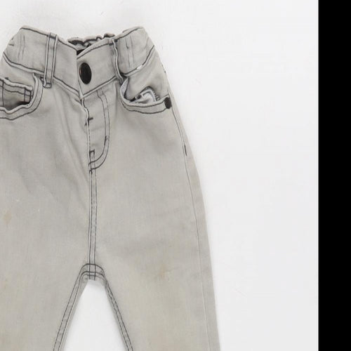 Denim & Co. Boys Grey Cotton Capri Jeans Size 18-24 Months Zip - Inside Leg 12in