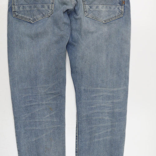 Scotch & Soda Mens Blue Cotton Blend Straight Jeans Size 32 in L32 in Regular Button