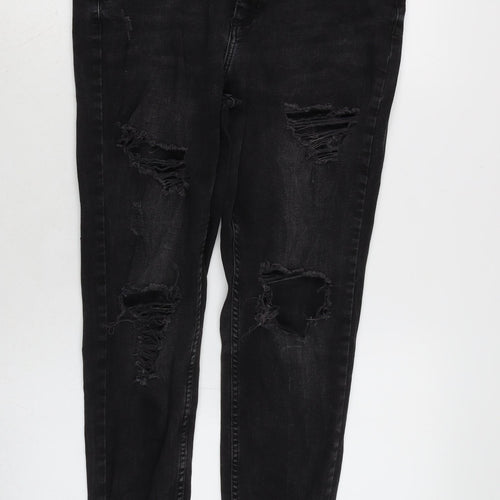 Denim & Co. Womens Grey Cotton Blend Tapered Jeans Size 16 L26 in Regular Zip