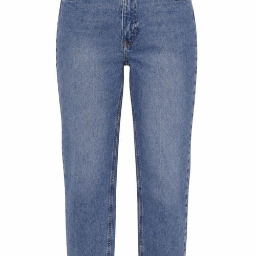 H&M Womens Blue Cotton Blend Straight Jeans Size 8 L27 in Regular Zip