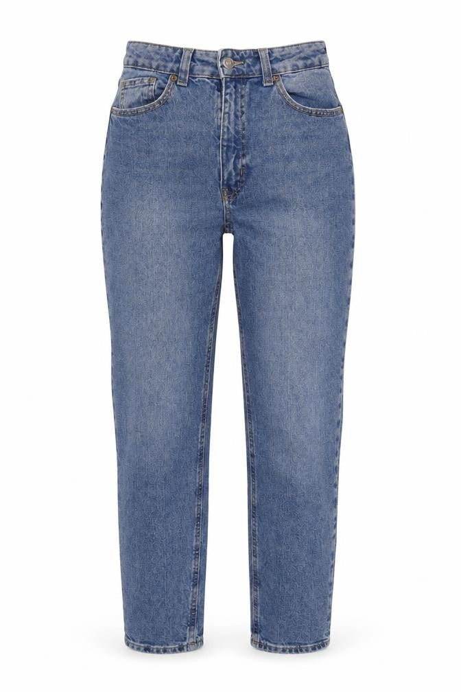 H&M Womens Blue Cotton Blend Straight Jeans Size 8 L27 in Regular Zip