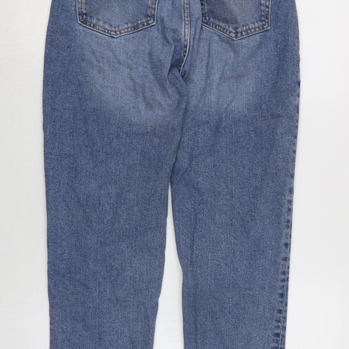 H&M Womens Blue Cotton Blend Straight Jeans Size 8 L27 in Regular Zip