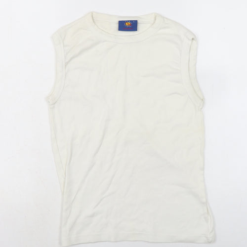 Diva Womens Ivory Cotton Basic T-Shirt Size S Crew Neck