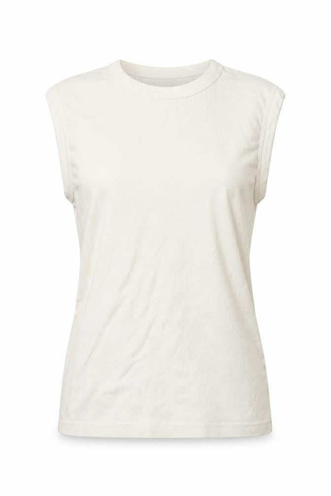 Front view of Diva women’s ivory cotton basic t-shirt, size S, crew neck