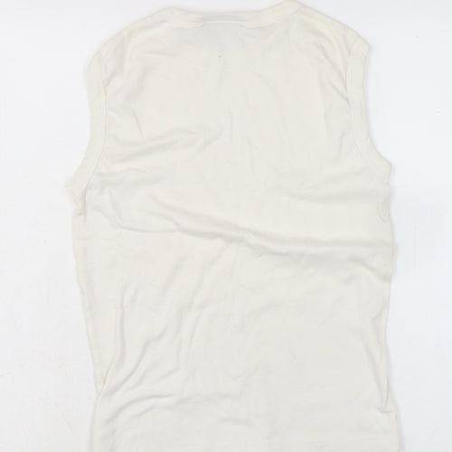 Diva Womens Ivory Cotton Basic T-Shirt Size S Crew Neck