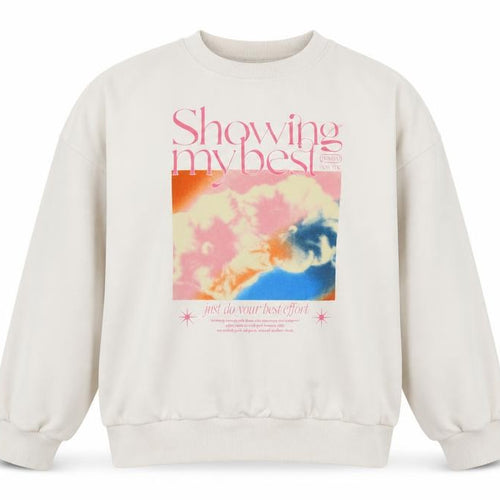 Pull&Bear Womens Ivory Cotton Pullover Sweatshirt Size S
