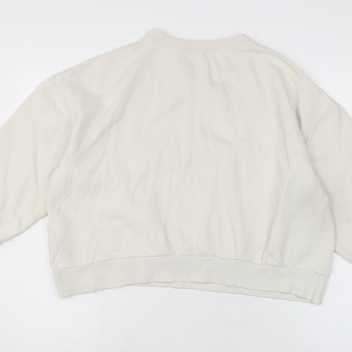 Pull&Bear Womens Ivory Cotton Pullover Sweatshirt Size S