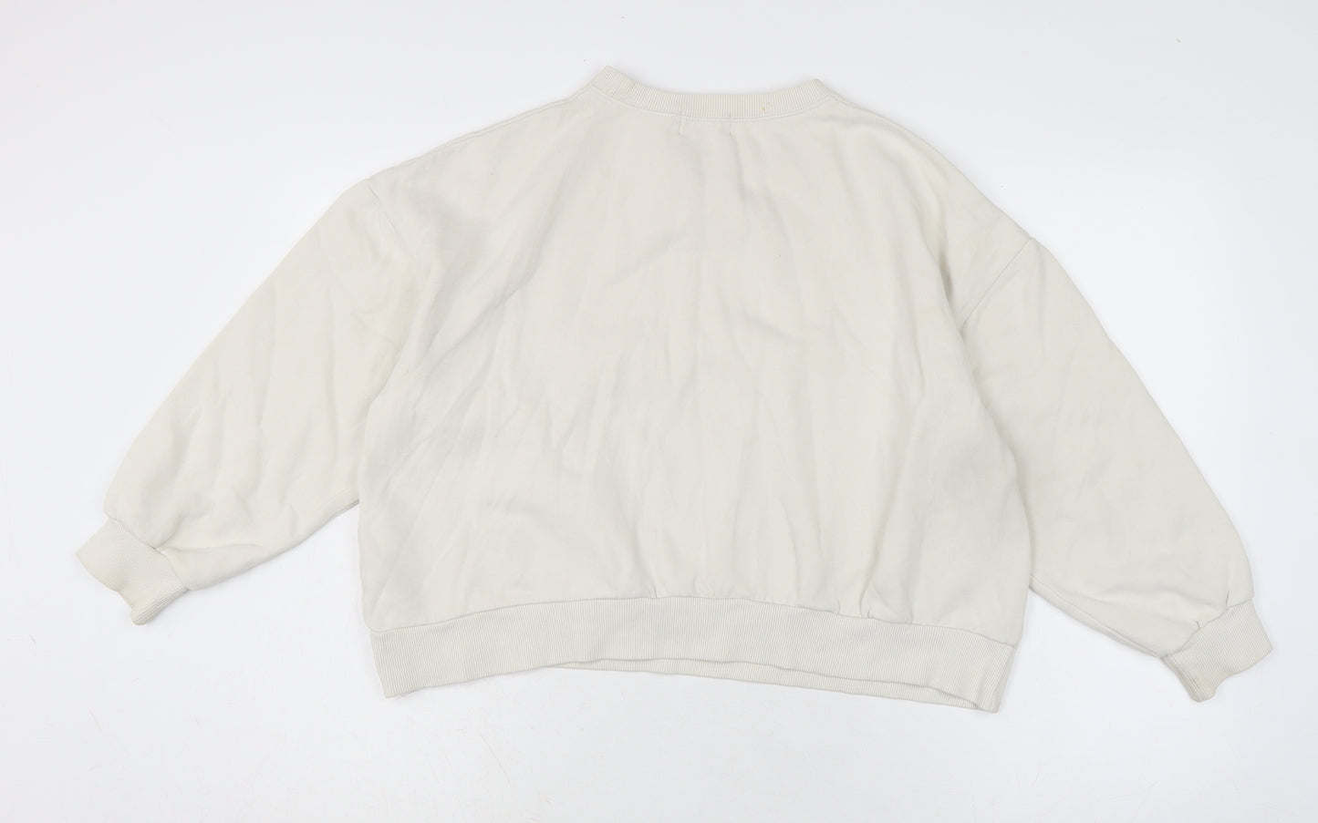 Pull&Bear Womens Ivory Cotton Pullover Sweatshirt Size S