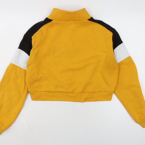 Divided Womens Yellow Cotton Pullover Sweatshirt Size S Zip