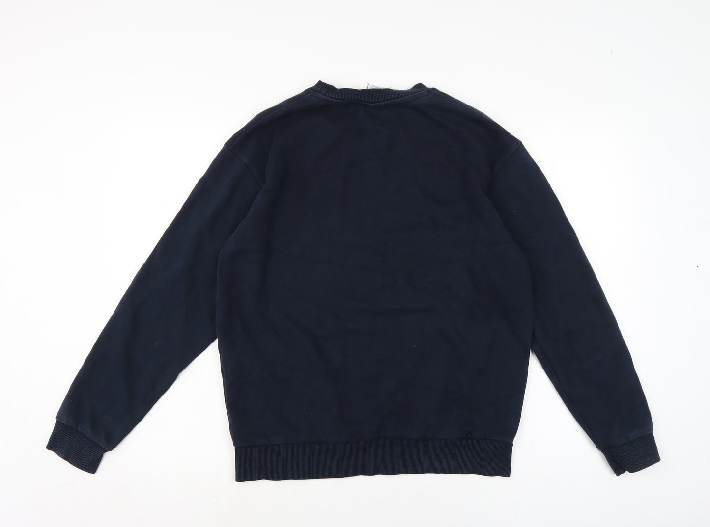 Zara Mens Blue Cotton Pullover Sweatshirt Size M