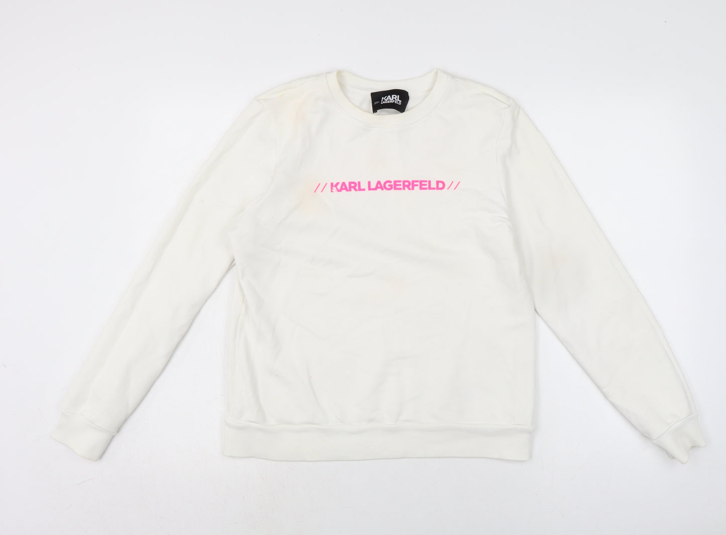 Karl Lagerfeld Womens White Cotton Pullover Sweatshirt Size S