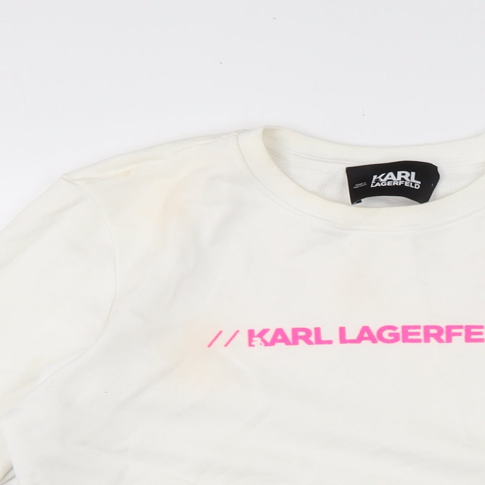 Karl Lagerfeld Womens White Cotton Pullover Sweatshirt Size S