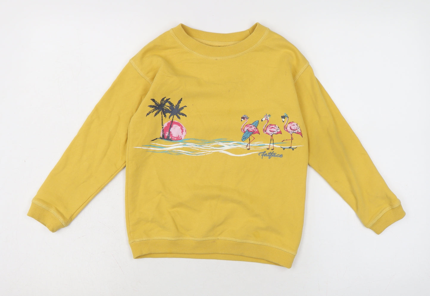 Fat Face Girls Yellow Cotton Pullover Sweatshirt Size 5-6 Years