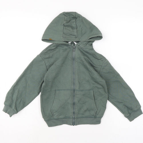 Marks and Spencer Boys Green Cotton Full Zip Hoodie Size 5-6 Years