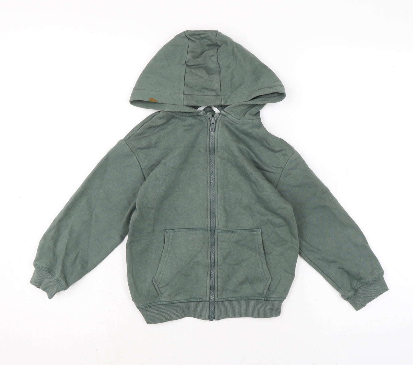 Marks and Spencer Boys Green Cotton Full Zip Hoodie Size 5-6 Years