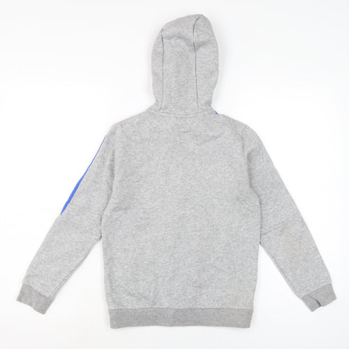 adidas Boys Grey Cotton Full Zip Hoodie Size 9-10 Years