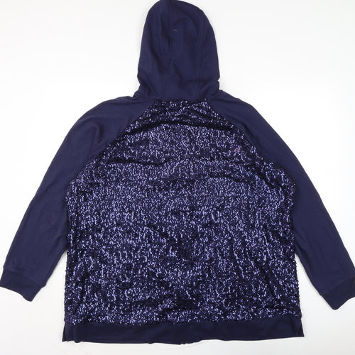 Isaacmizrahilive Womens Blue Cotton Full Zip Hoodie Size 3XL