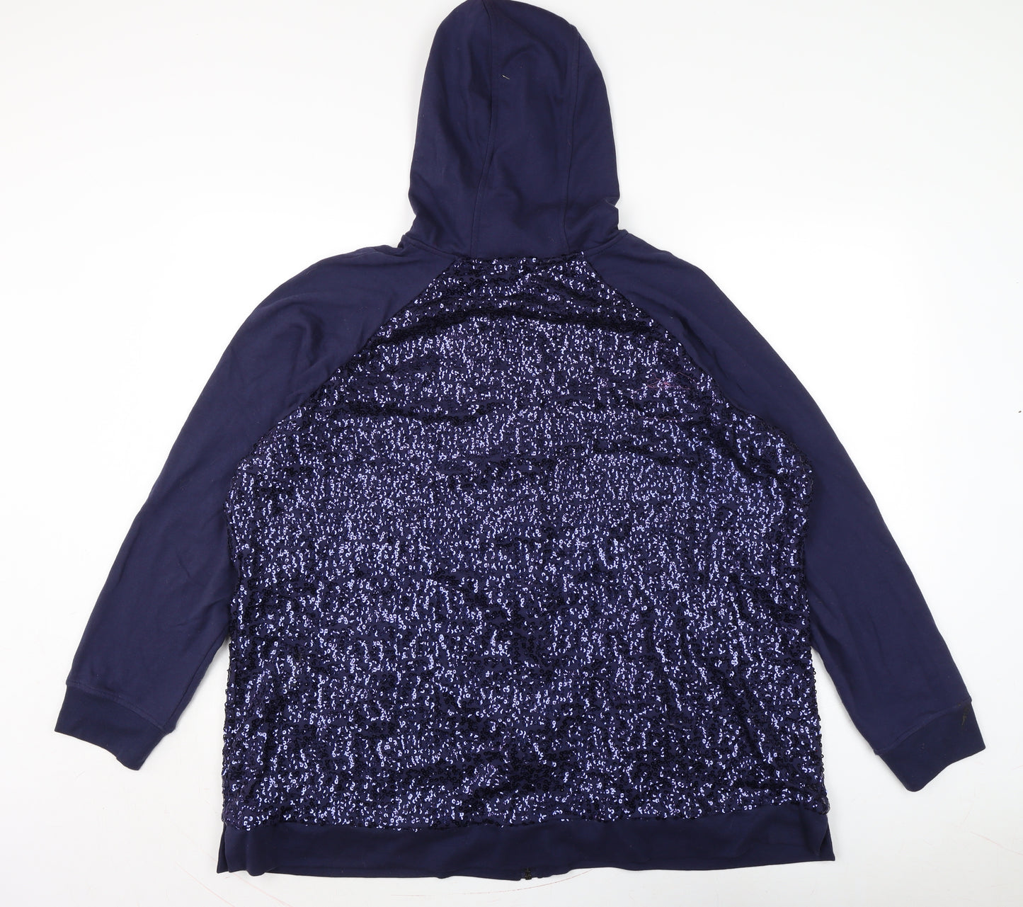 Isaacmizrahilive Womens Blue Cotton Full Zip Hoodie Size 3XL